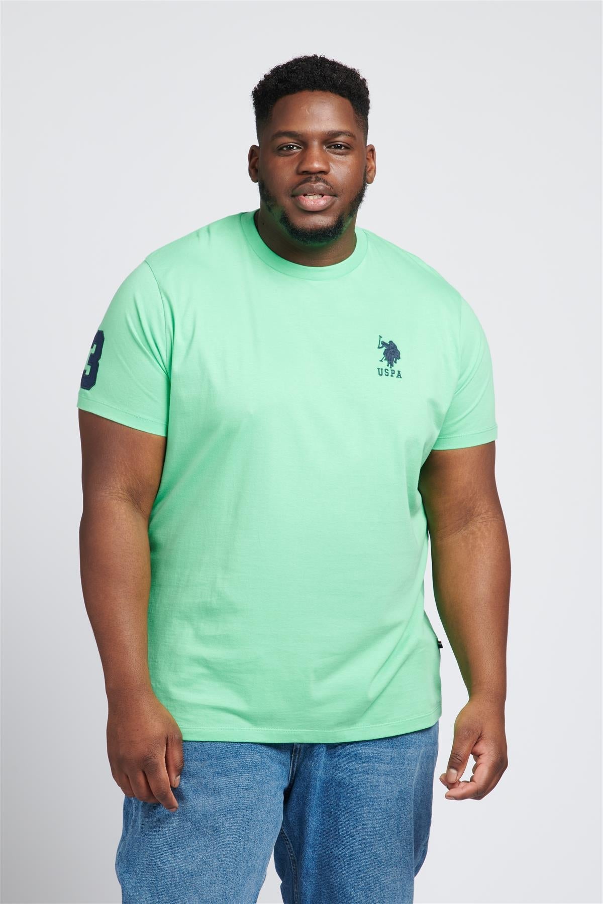 Men U.S. Polo Assn. Uspa Plain Pure Cotton T-Shirt With Large Logo Detail