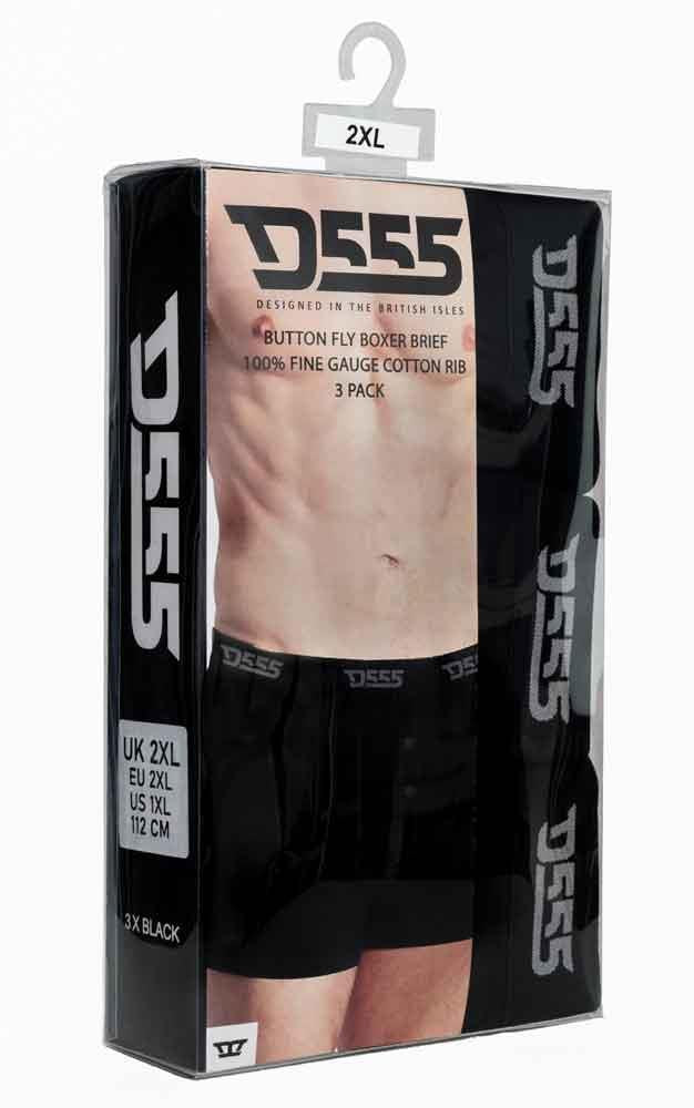 D555 Men's Plus Size Premium Cotton Jersey 3 Pack Boxer Shorts (901000) Size 2XL-8XL,