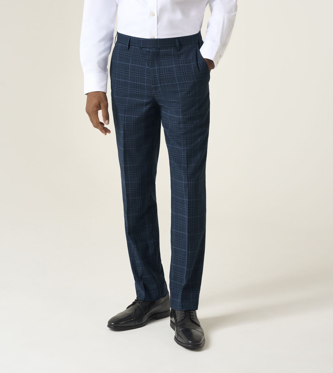 Skopes Spencer Suit Tailored Fit Trouser For Men in Navy Check, 30W-58W