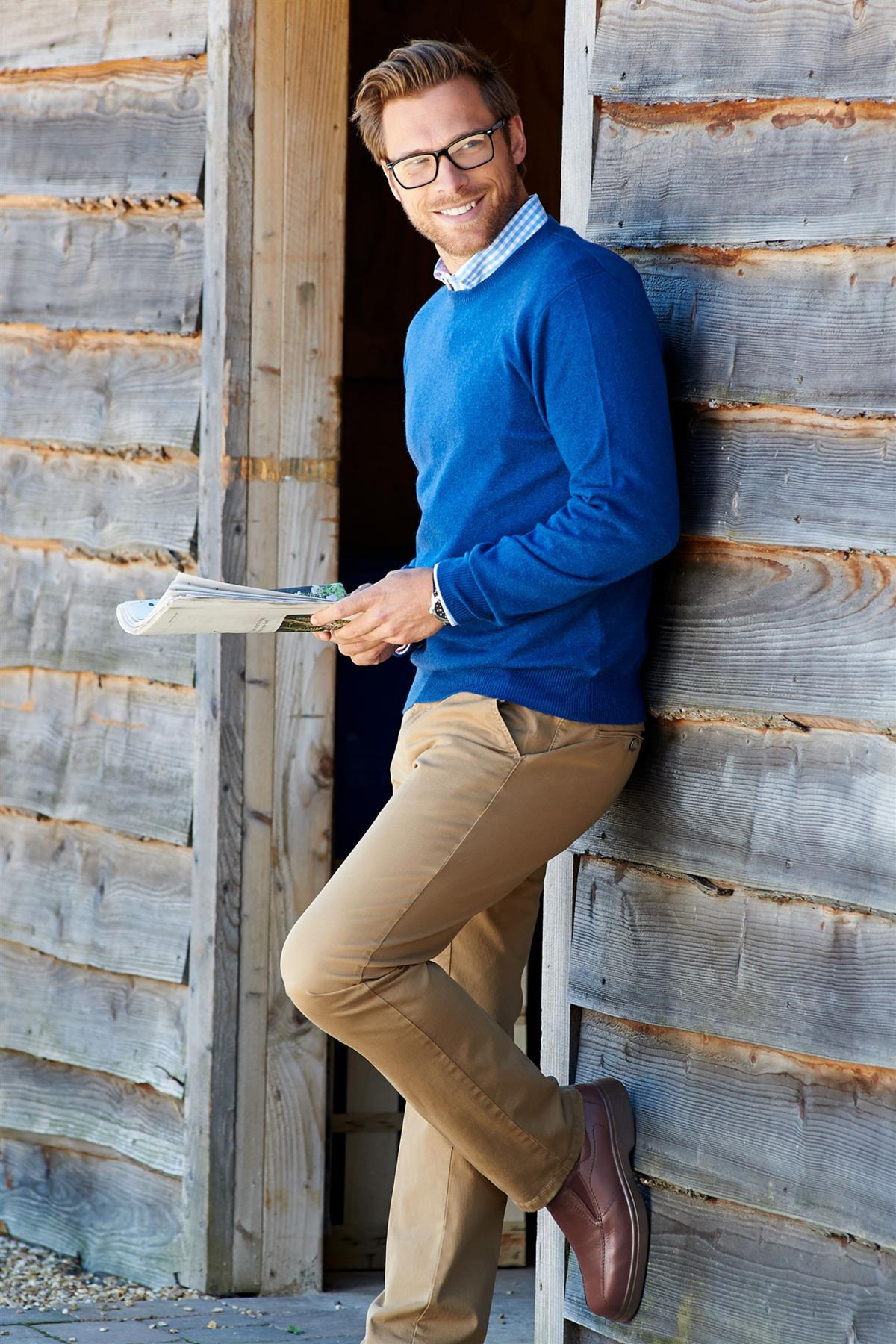 Men'S Casual Shoes (Chris)6V Wide Fit By Db Shoes in Brown