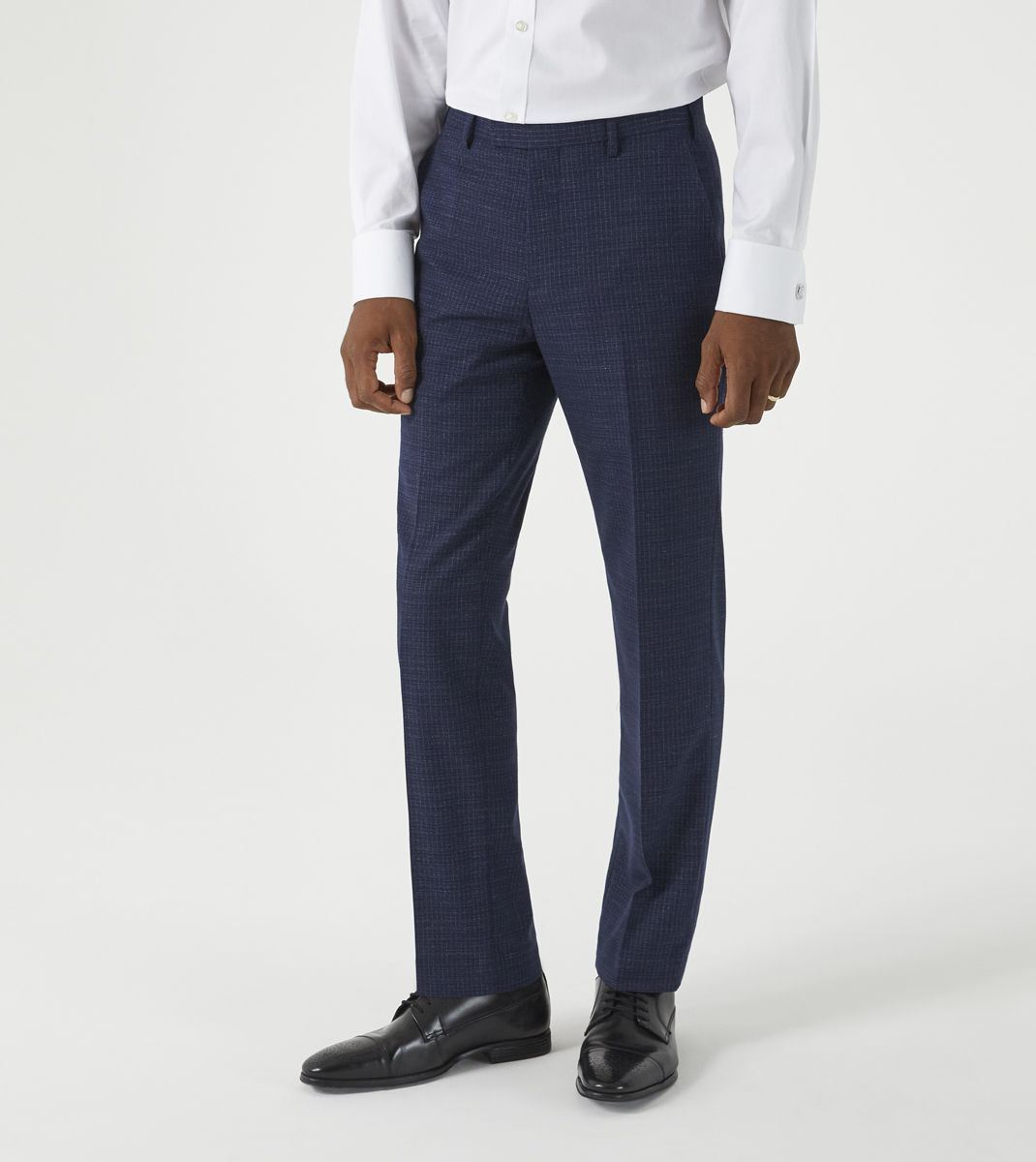 Skopes Hepworth Suit Tailored Fit Trousers For Men in Navy Blue Mini Check, 30W to 58W