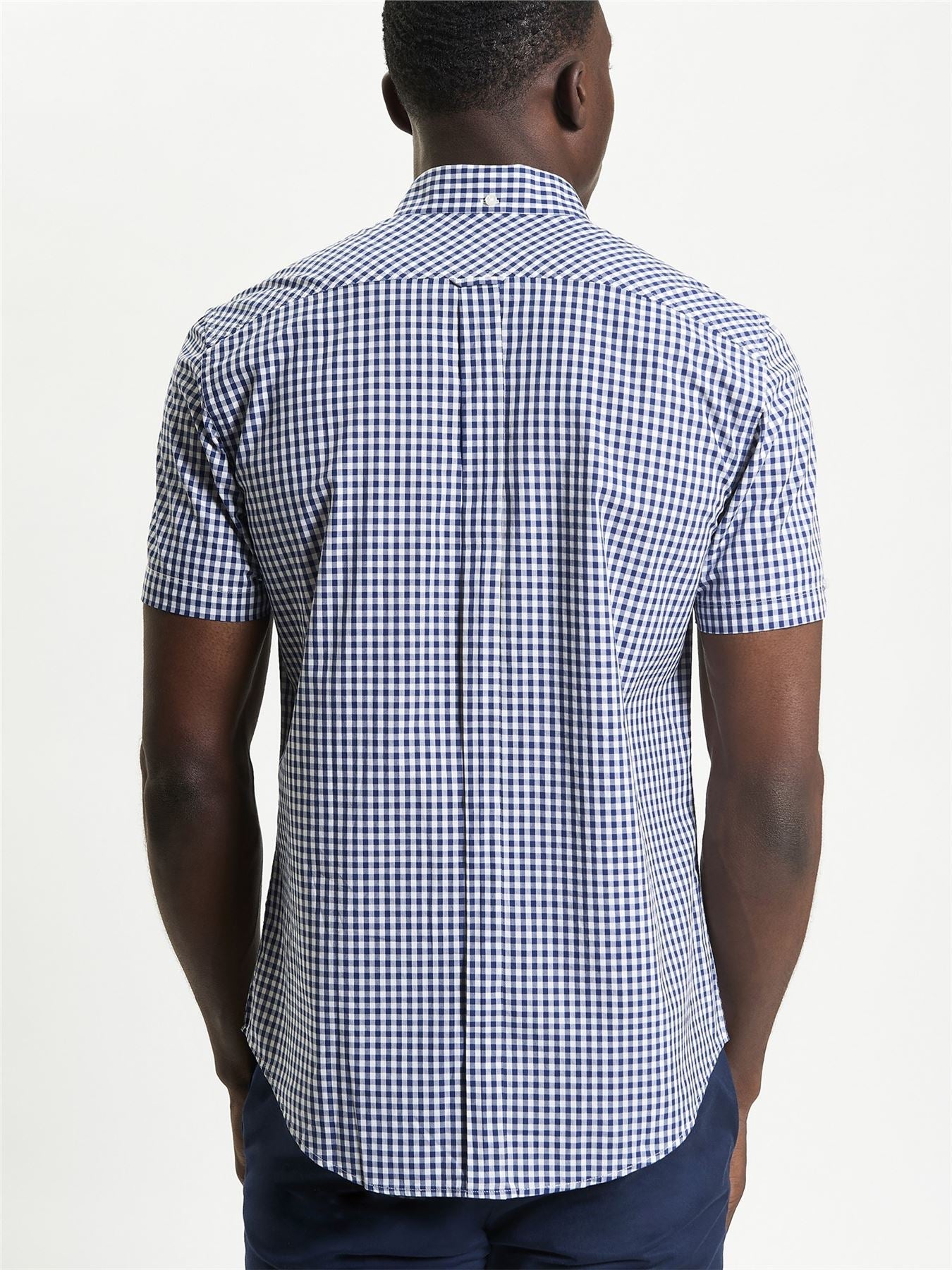 Ben Sherman Signature Gingham Check Short Sleeve Shirt For Men in Dark Blue, 2XL-5XL