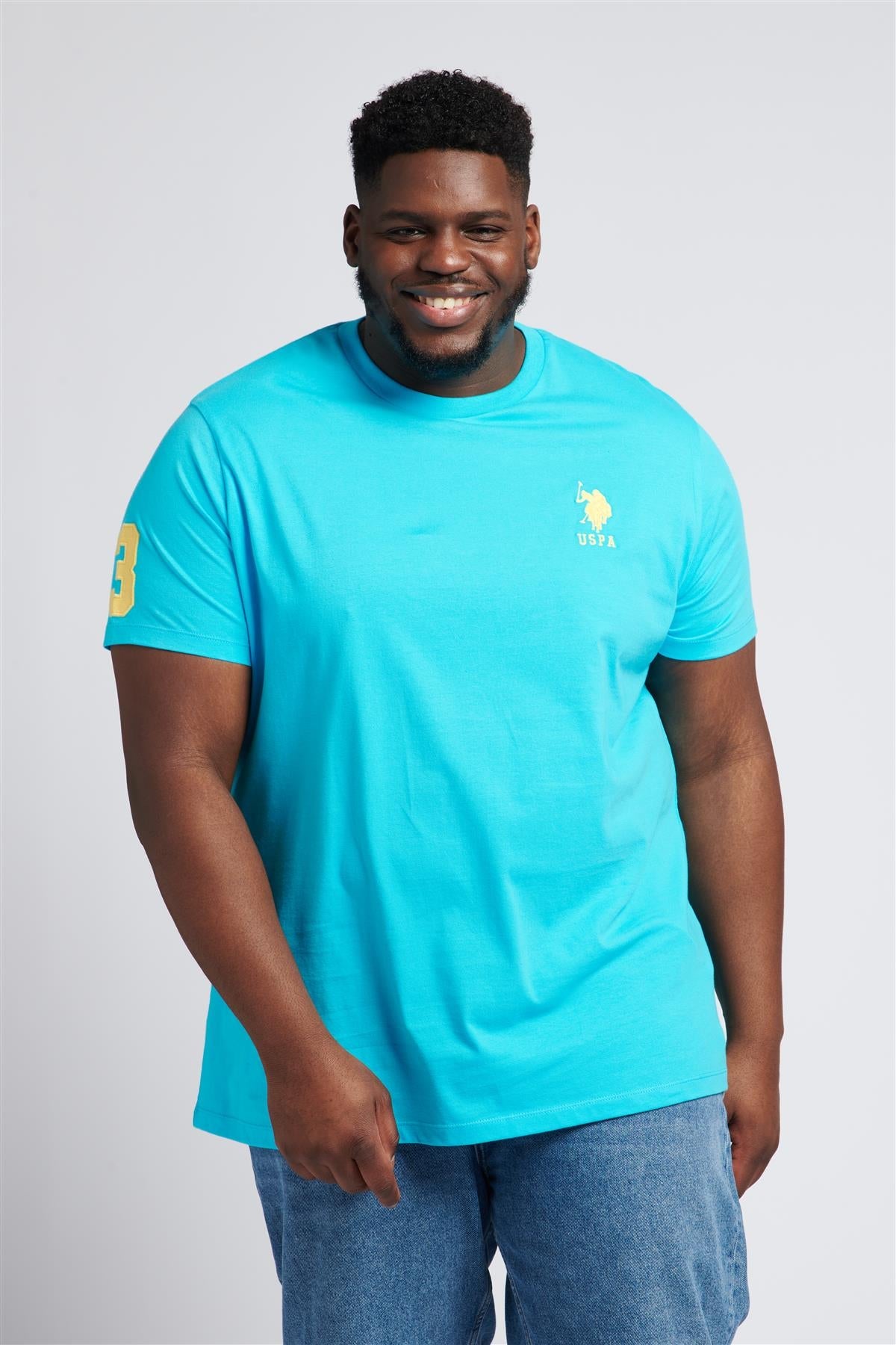 Men U.S. Polo Assn. Uspa Plain Pure Cotton T-Shirt With Large Logo Detail