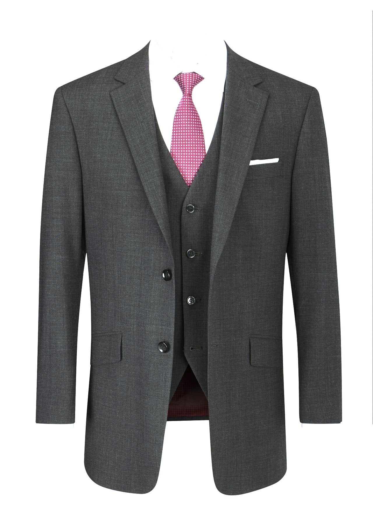 SCOTT Mens Premier Plain Charcoal Suit Jacket Size 34 - 60