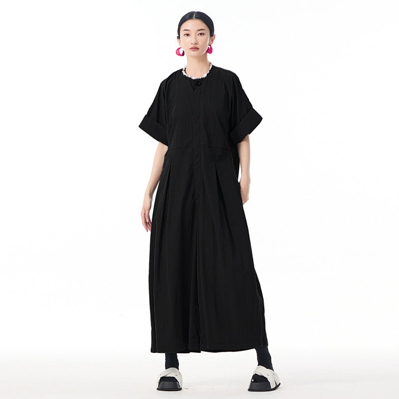 Buttoned Cargo Sleeved Summer Overalls