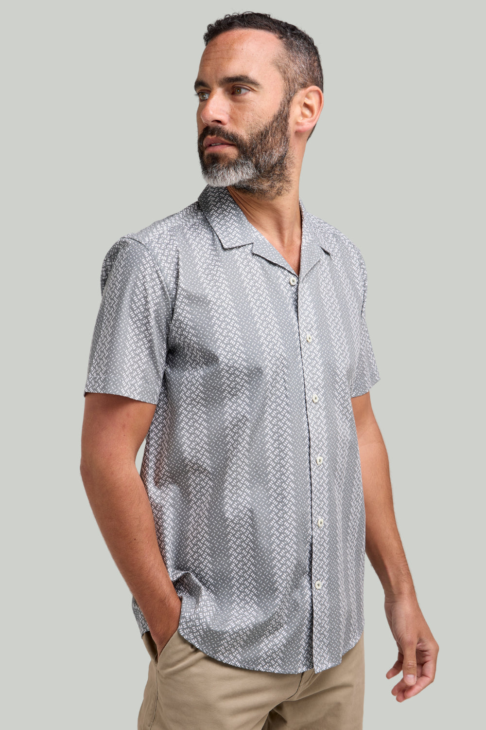 Double TWO Geometric Stripe Short Sleeve Shirt For Men in 2 Colours, M-5XL