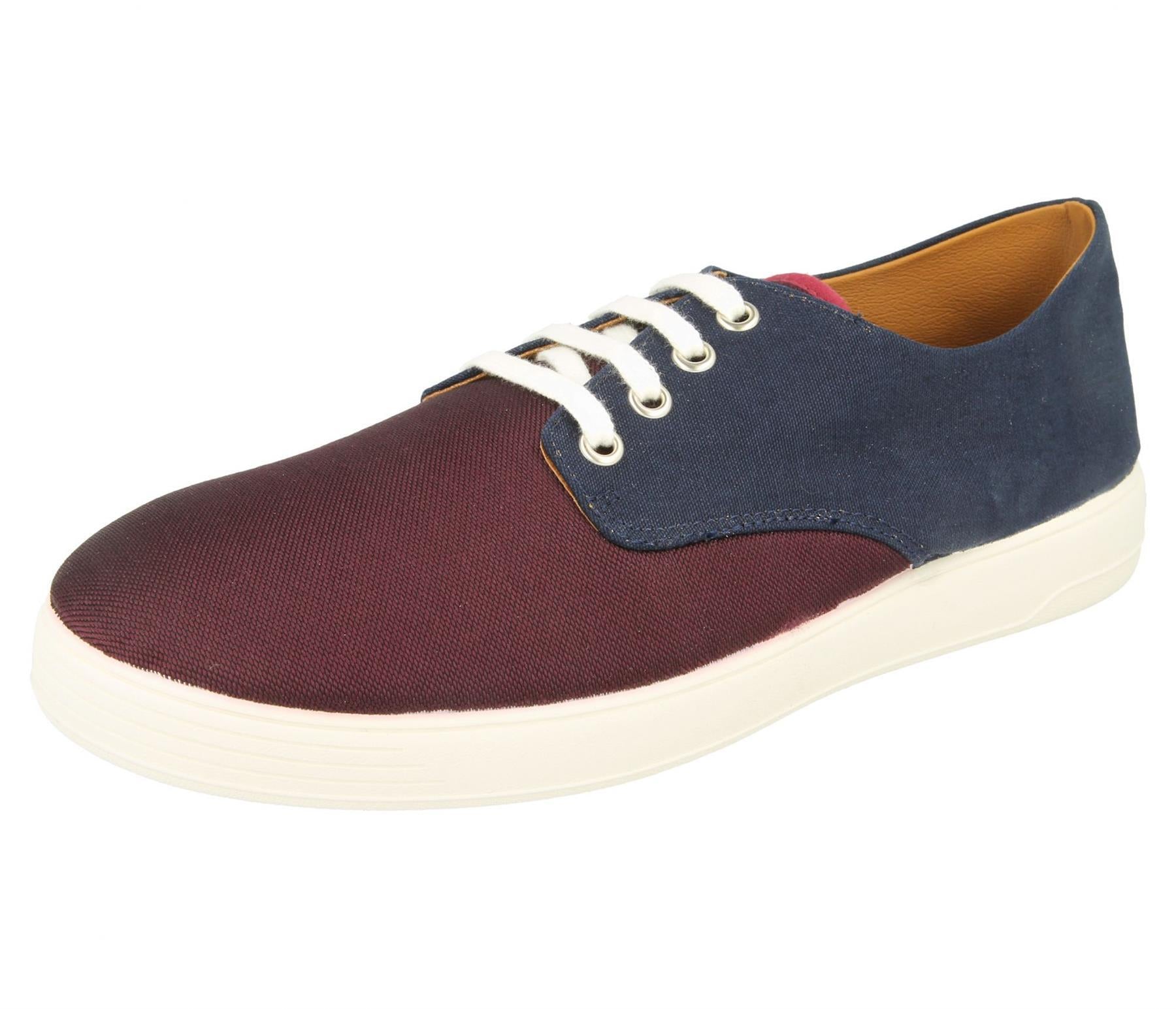 Mens Easy B Extra Wide Fit (2V) Sporty Canvas Canvas Shoes (Declan) in Navy/Bordeaux
