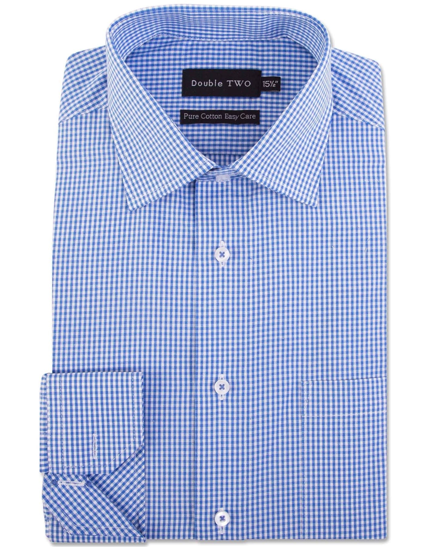 Double Two Mens Pure Cotton Easy Care Long Sleeve Shirt