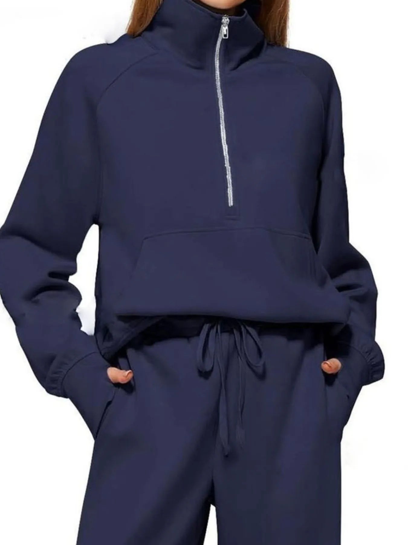 Half Zip Long Sleeve Top and Pants Set