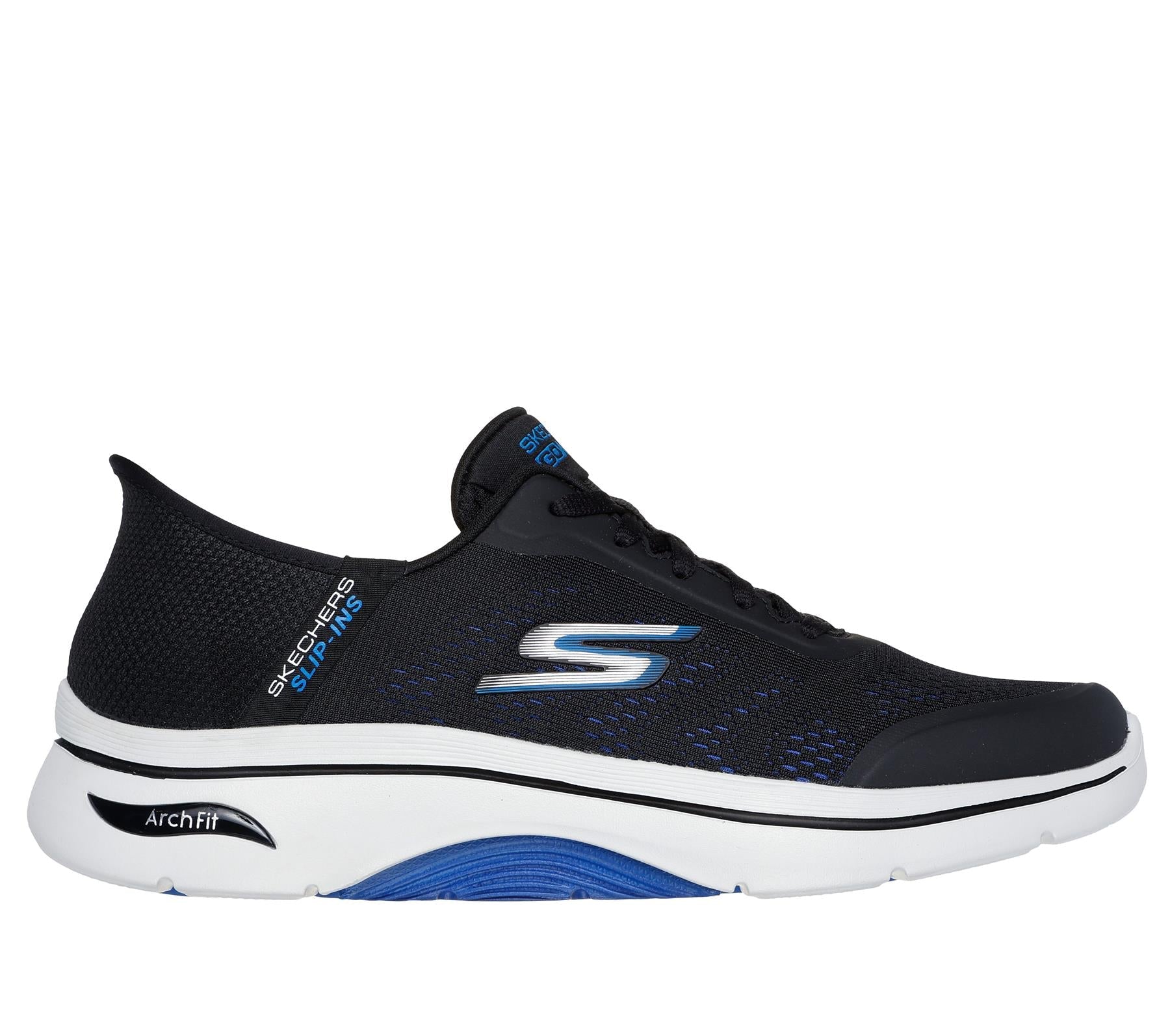 Skechers Lace Up Shoe For Men Slip Ins Go Walk Arch Fit 2.0 Simplicity 2.5 in Black/Blue, 6-15