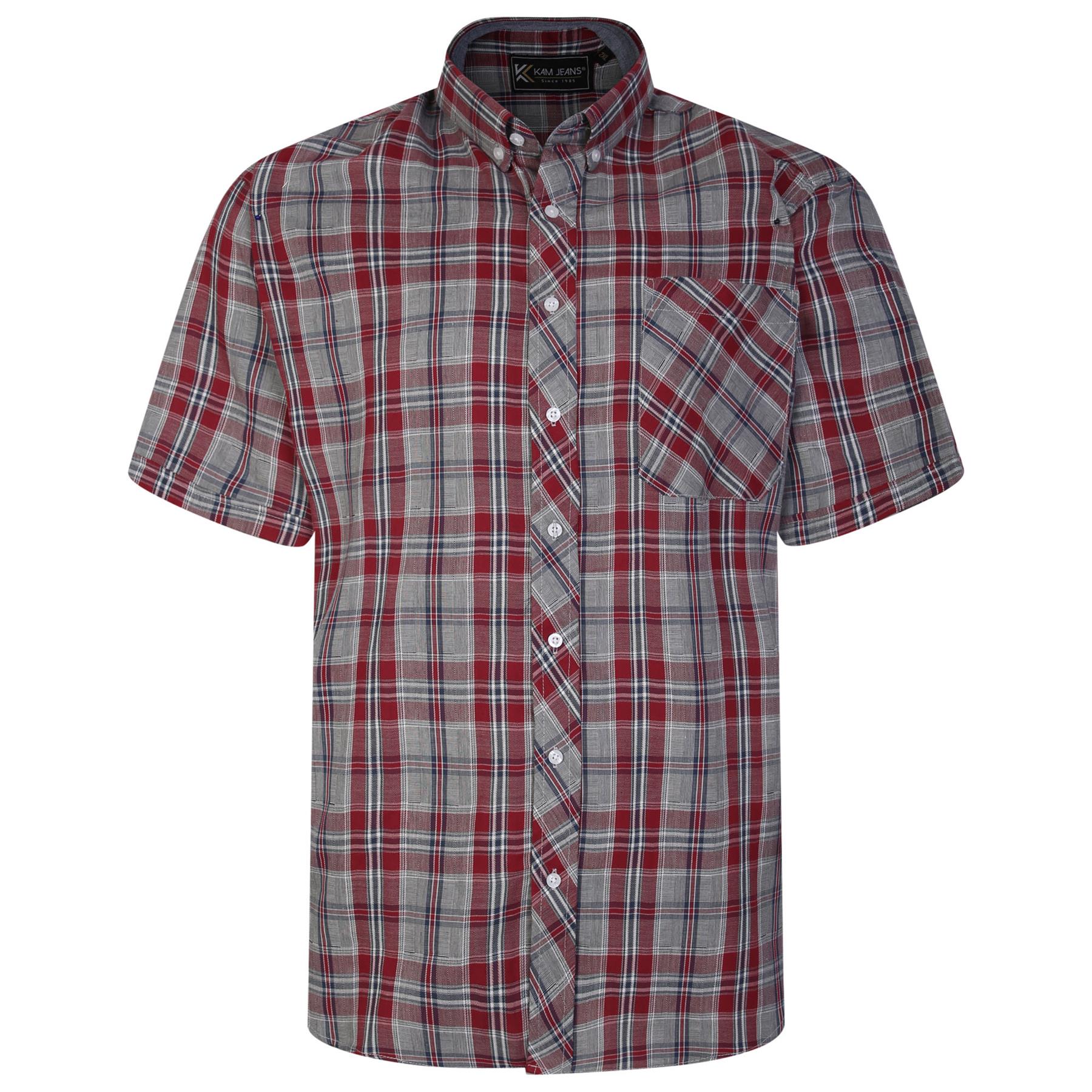 Kam Men's Casual Short Sleeve Check Shirt 2XL to 8XL