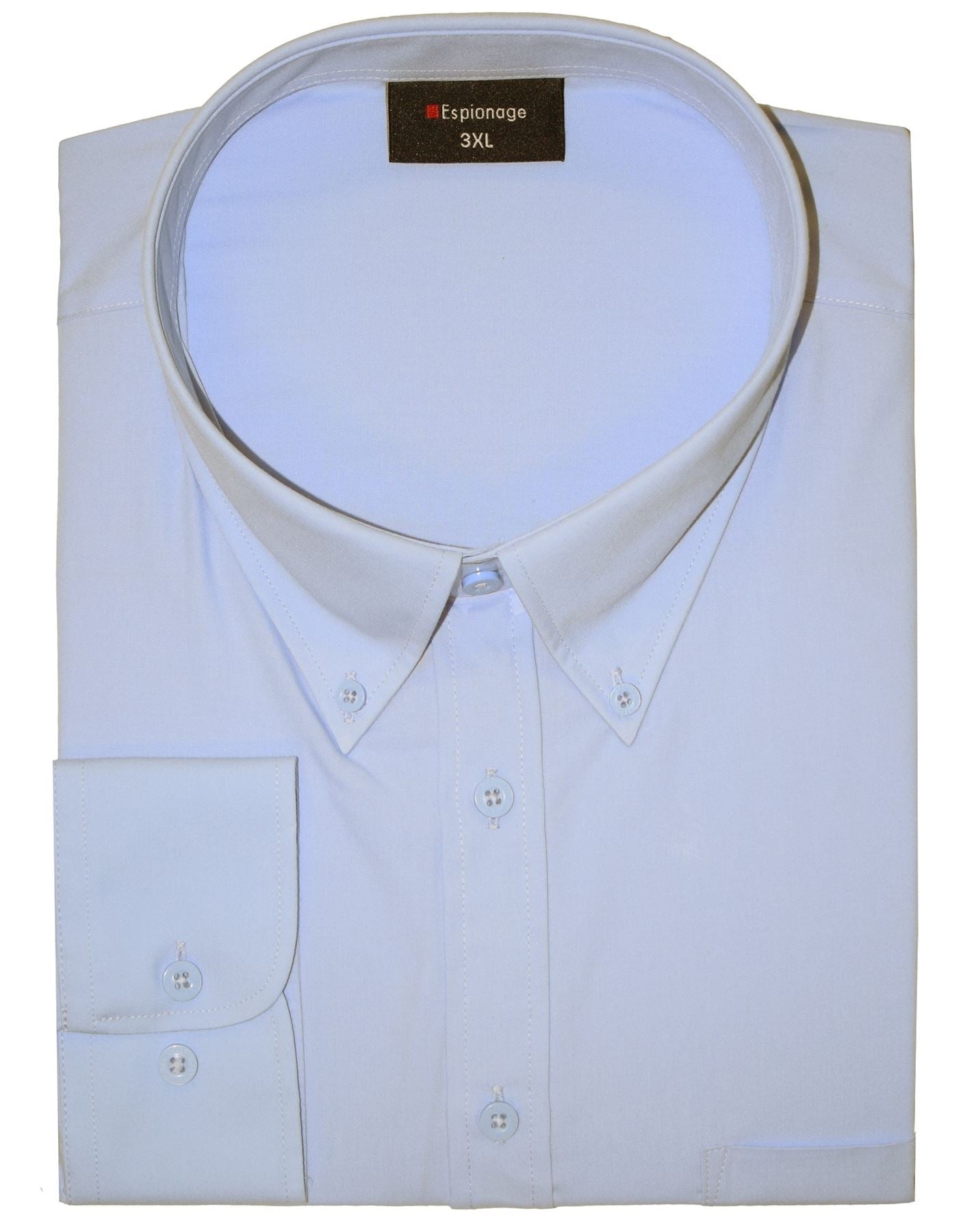 Espionage Big Size Mens Cotton Rich Long Sleeve Plain Shirt (150) 2XL - 8XL, 7 Colours