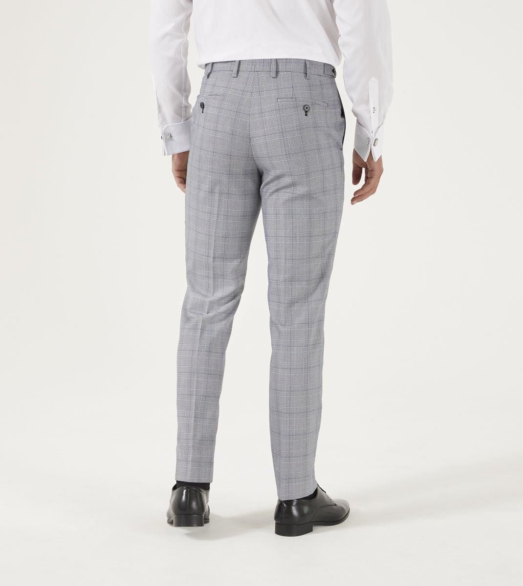 Skopes Men's Anello Check Tapered Fit Suit Trouser in Grey Waist 30 to 38