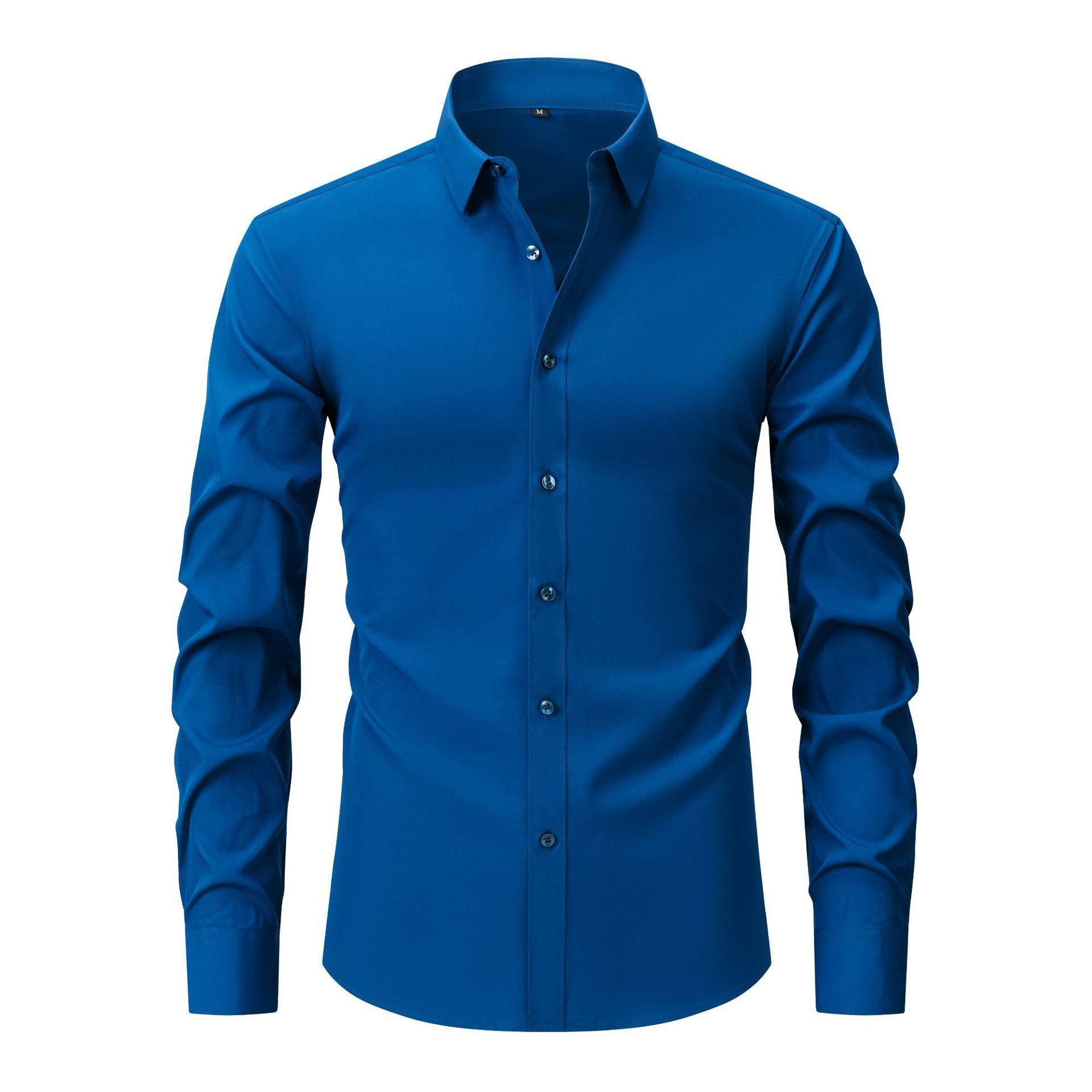 Full Elastic Force Natural Color Button Men's Plus Size Shirt