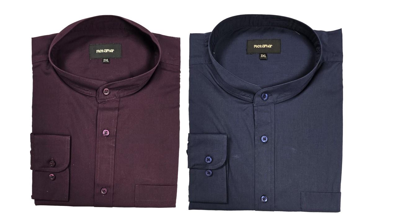 Metaphor Mens Big Size Poly Cotton Long Sleeve Grandad Shirt (155615) 2XL - 8XL