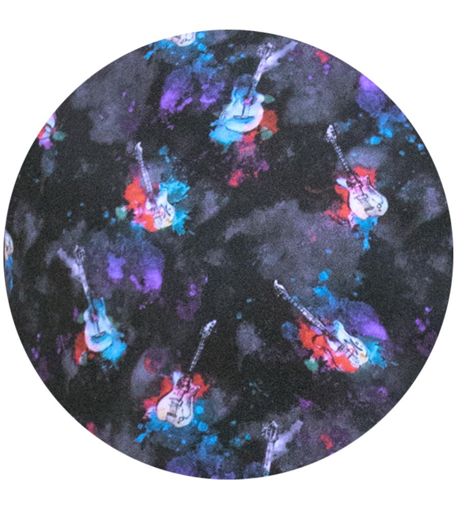 D555 FARNBOROUGH Guitar Print Short Sleeve Shirt For Men in Black, 2XL-6XL