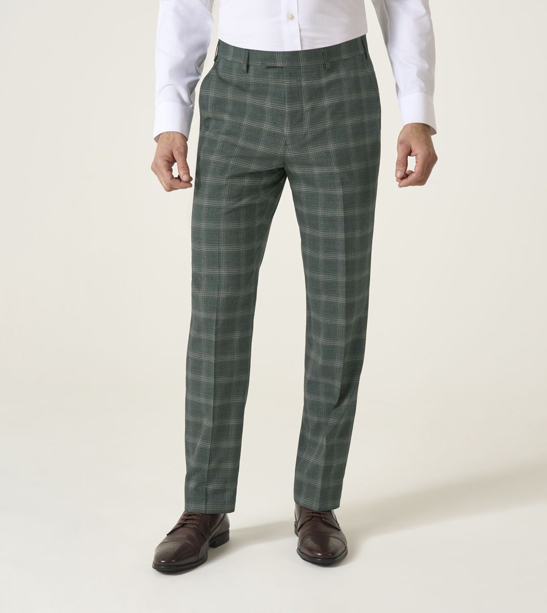 Skopes Parker Suit Tailored Fit Trouser For Men ins Green Check, 30W-58W
