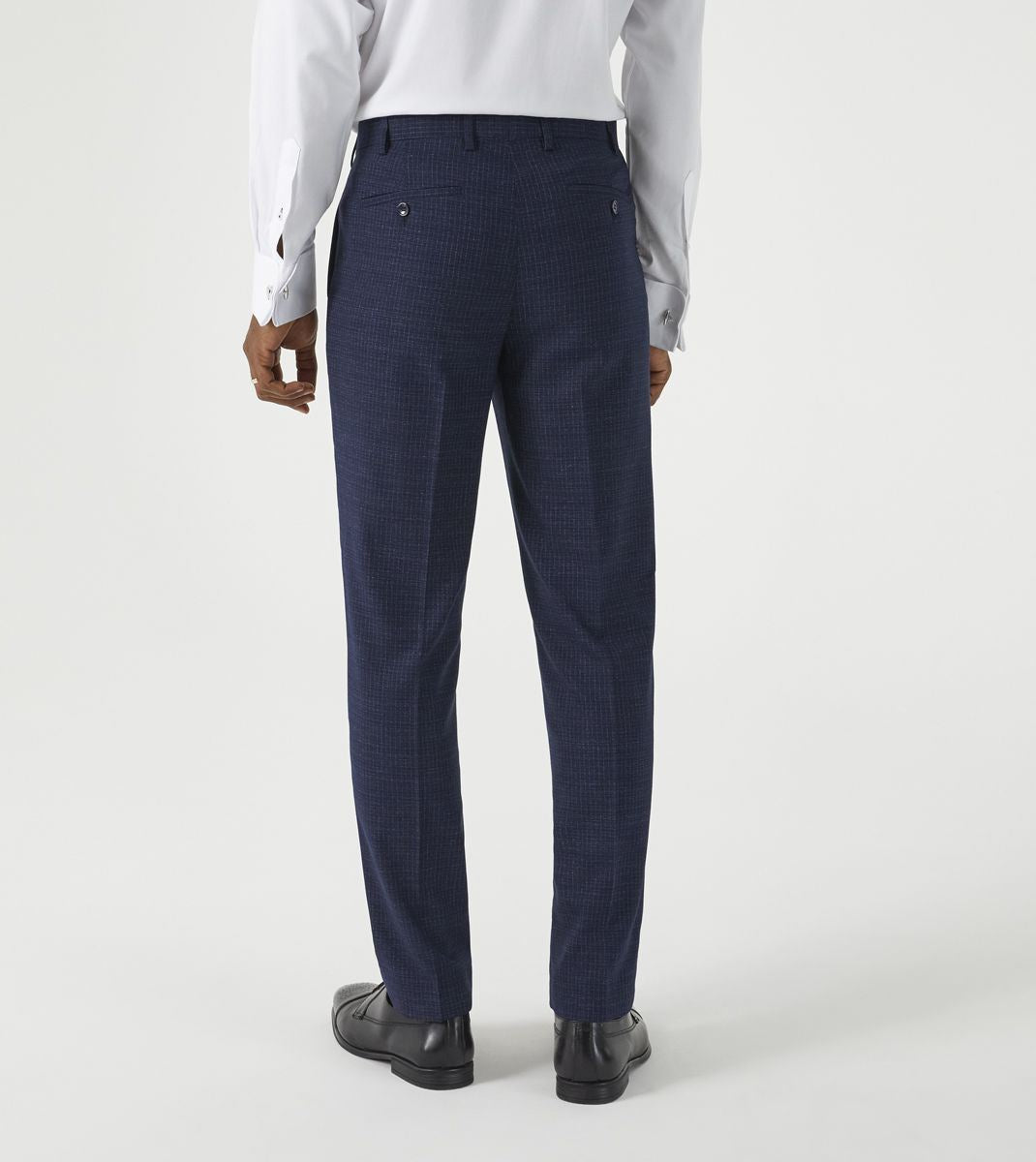 Skopes Hepworth Suit Tailored Fit Trousers For Men in Navy Blue Mini Check, 30W to 58W