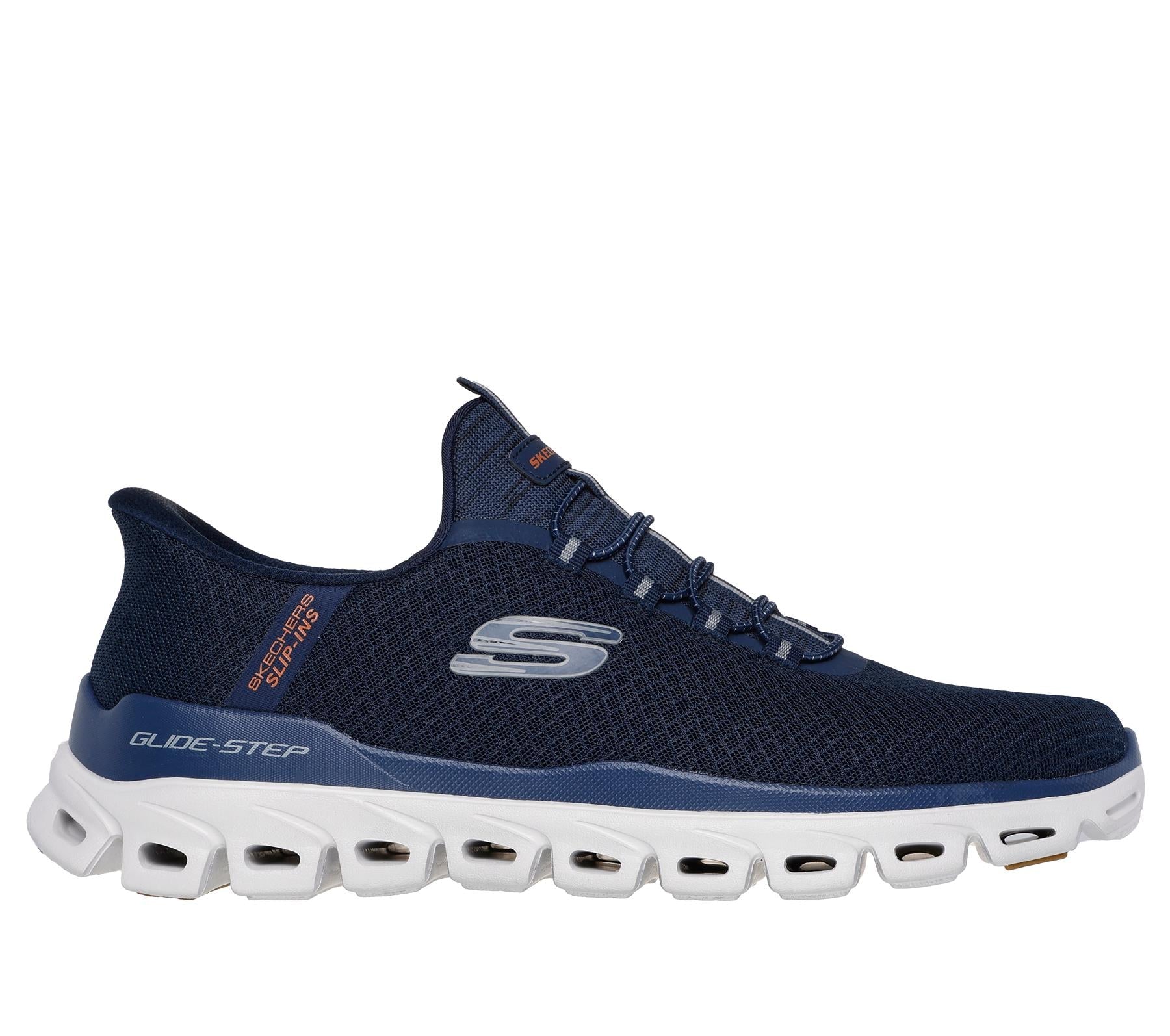Skechers Slip On Sneaker Shoe For Men Glide-Step Noxus Slip-Ins Stretch Lace in Navy, 5.5-13