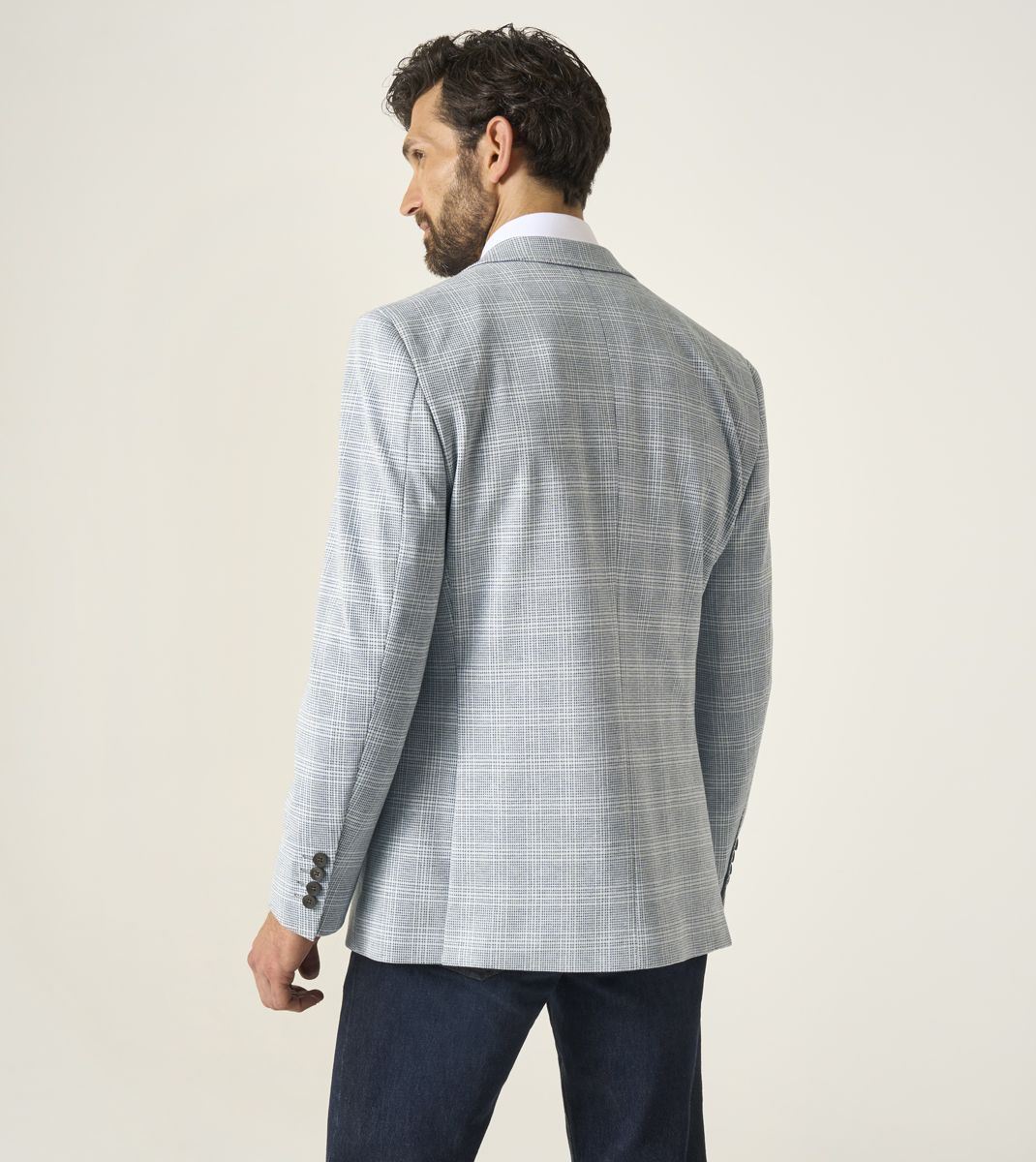 Skopes Aspen Tailored Fit Jacket For Men in Blue Check Puppytooth, 36S-62L