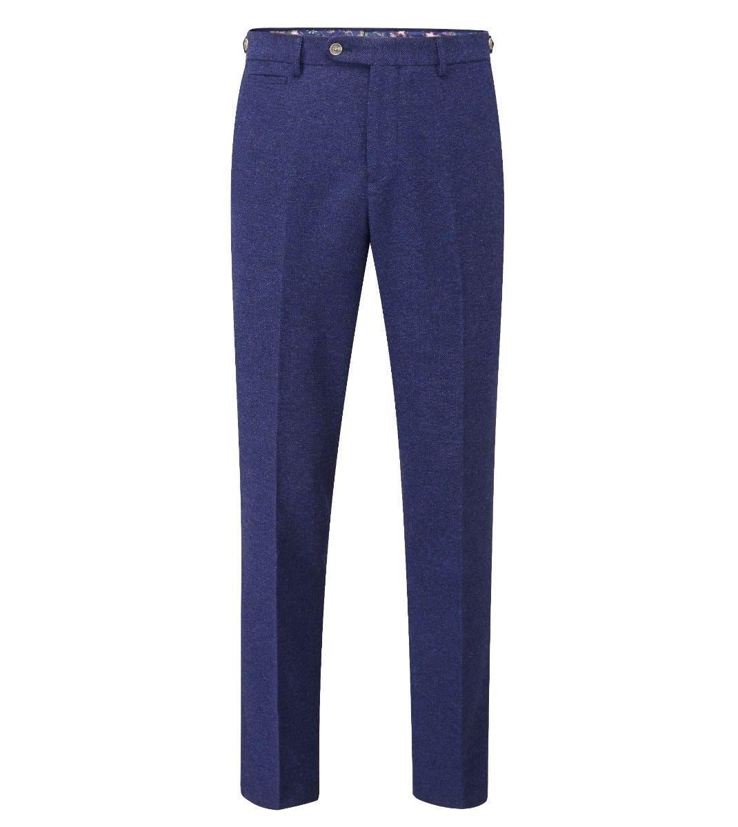 Skopes Men's  Tailored Fit Suit Trouser Herringbone Jude in Navy Waist 32 to 56