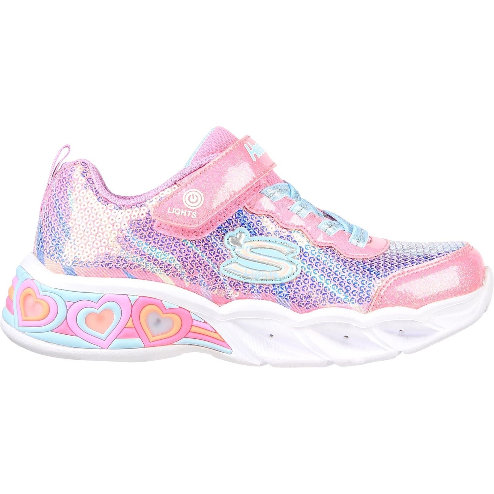 Skechers (GAR302313L) Childrens Sports Sweetheart Lights Lets Shine Shoes in UK 1.5 to 13.5