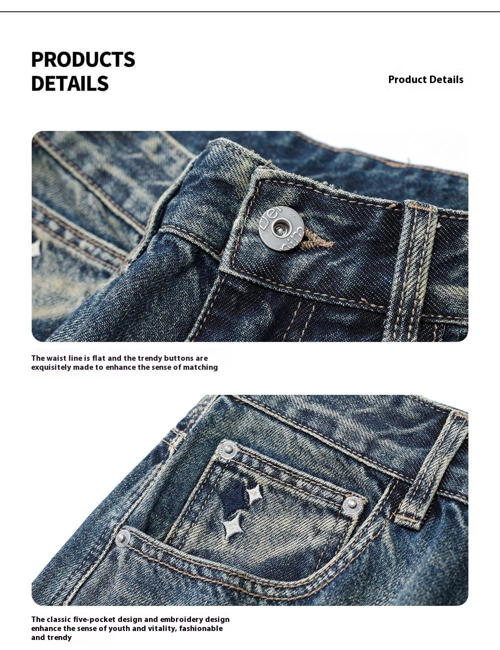 American Retro Hanging Loose Wide Leg Jeans for Men – Vintage Denim Style