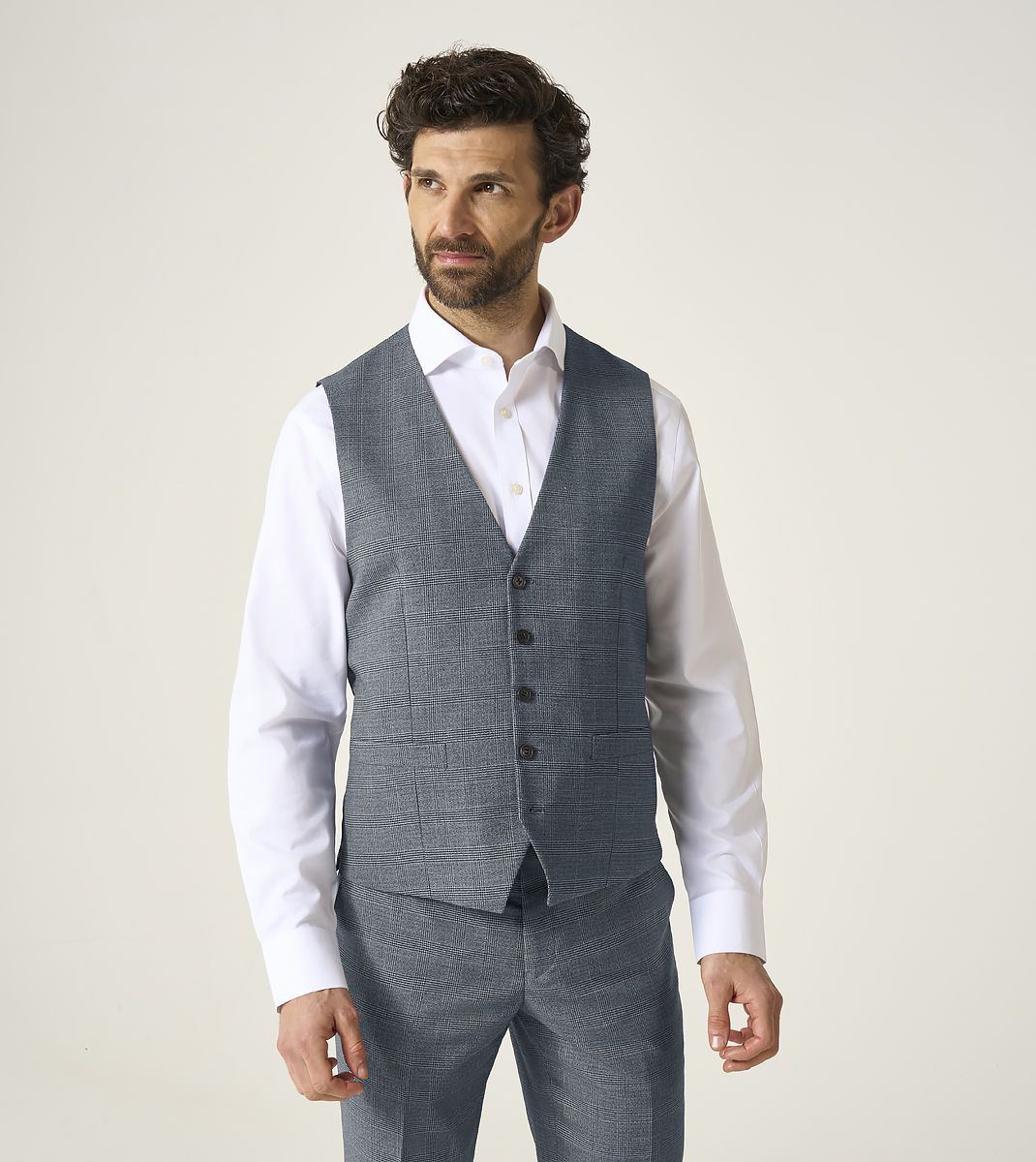 Skopes Anthony Suit Waistcoat For Men in Grey Check, 36R-62R