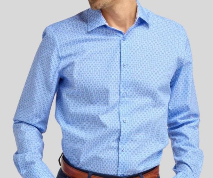 Double Two Moroccan Print Long Sleeve Shirt For Men's in 2 Colours, 15" to 18" Sizes