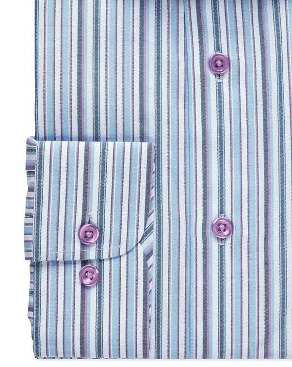 Double Two Men's LS Formal Stripe Shirts in Blue Needle Stripe in Size 18 - 23, 5 Options