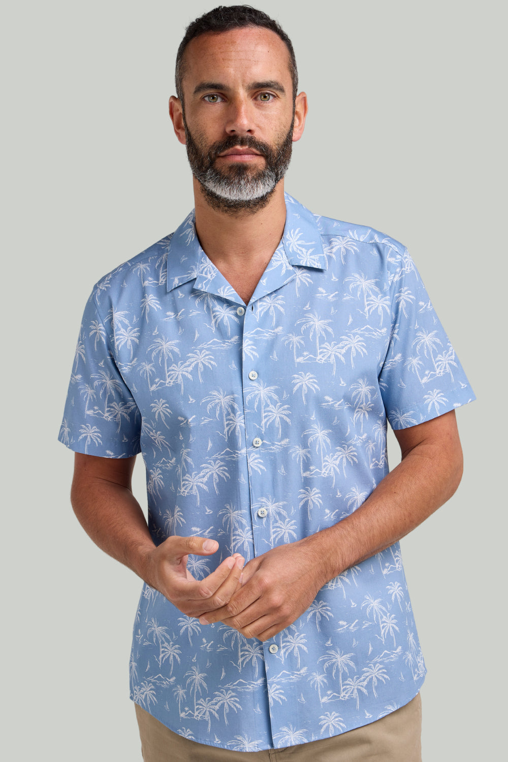 Double TWO Palm Tree Print Short Sleeve Shirt For Men in 2 Colours, M-5XL