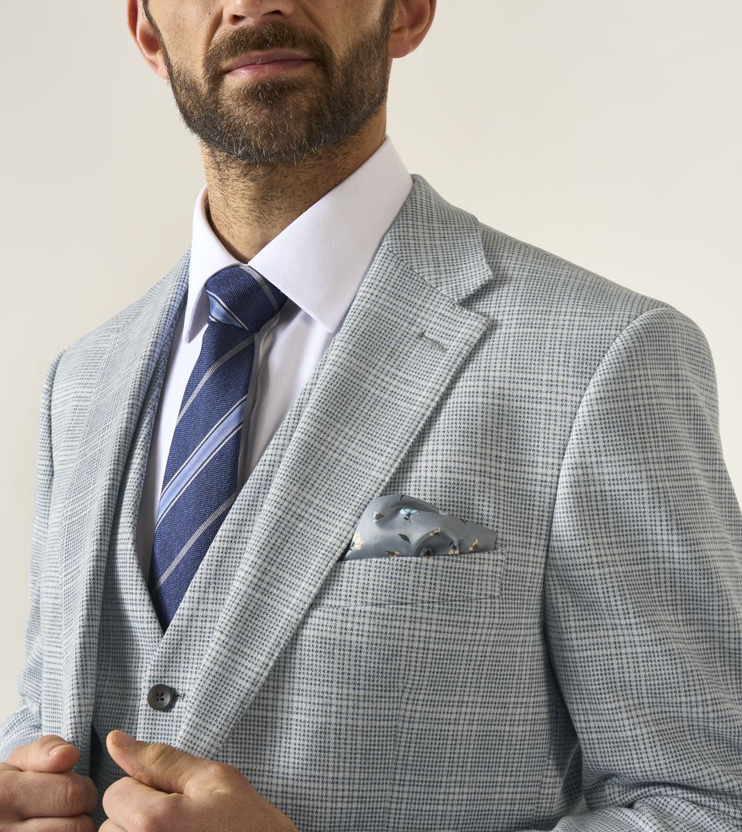 Skopes Aspen Tailored Fit Jacket For Men in Blue Check Puppytooth, 36S-62L