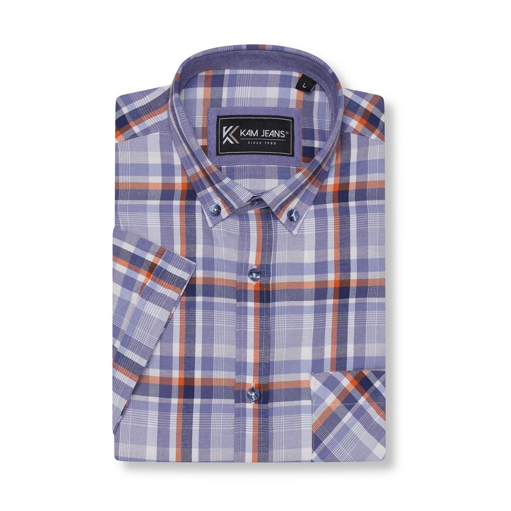 KAM Short Sleeve Check Shirt For Men in 2 Colours, 2XL-8XL