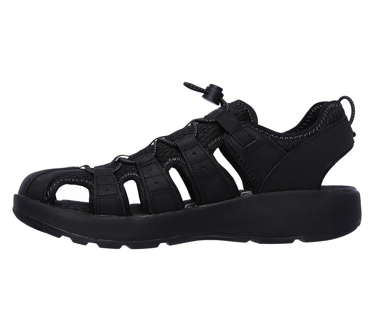 SKECHERS Men's Melbo-Journeyman Comfort Fisherman Sandal in Black