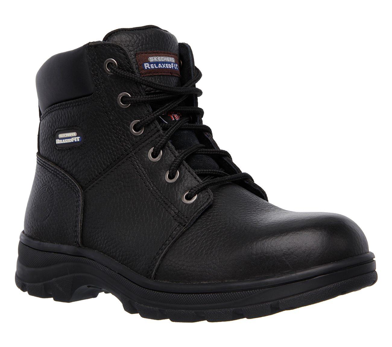 SKECHERS Men's Relaxed Fit-Workshire Steel Toe boot in Black