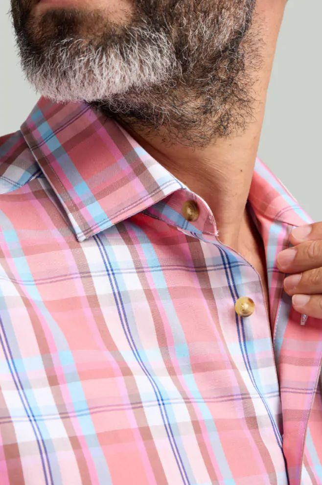 Double TWO Classic Check Short Sleeve Shirt For Men in 2 Colours, M-5XL