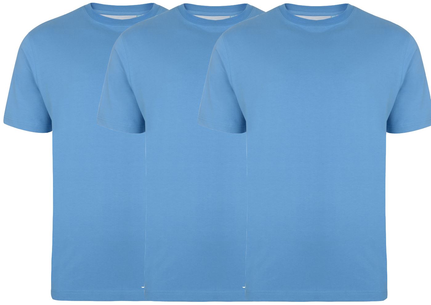 KAM Mens Plus Size Plain 3 Pack Cotton Tee Shirts Available uptp size 8XL