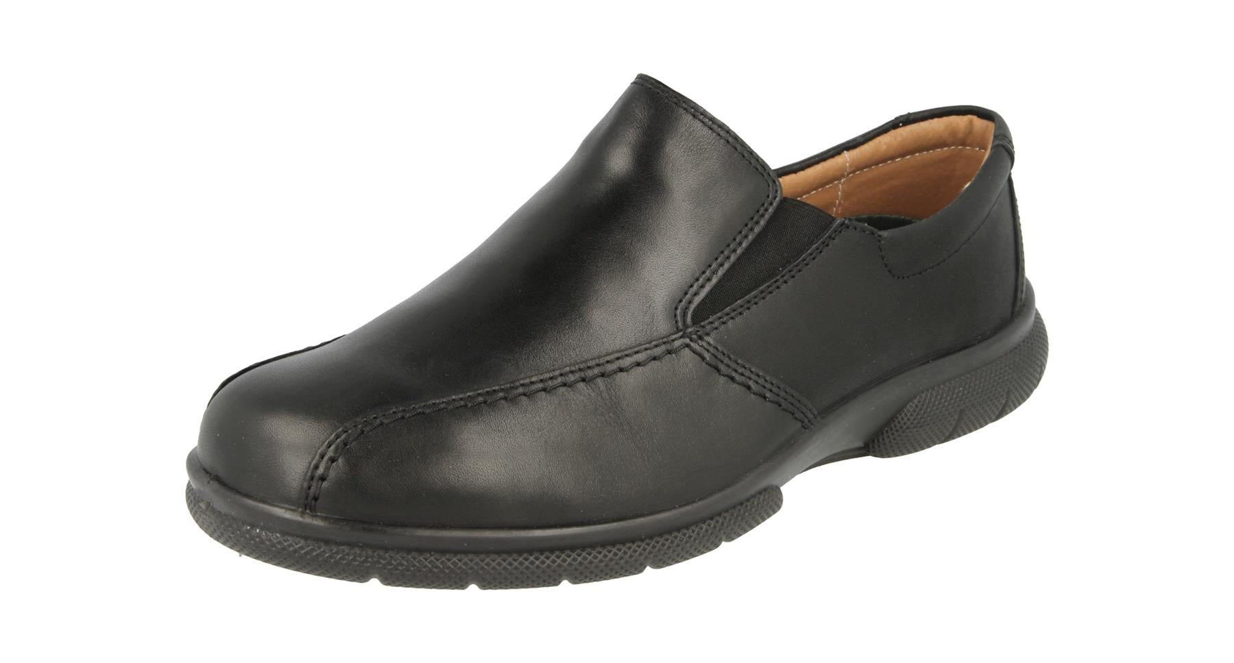 DB Shoes Mens Wide Fit (2V) Leather Slipon Loafer (Newport) in Black Size 7 - 14