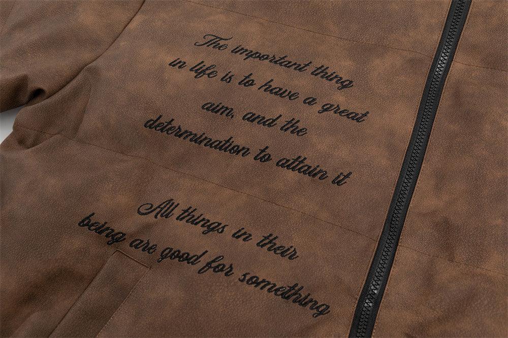 Men's Embroidered Jacket Letter Cotton-Padded