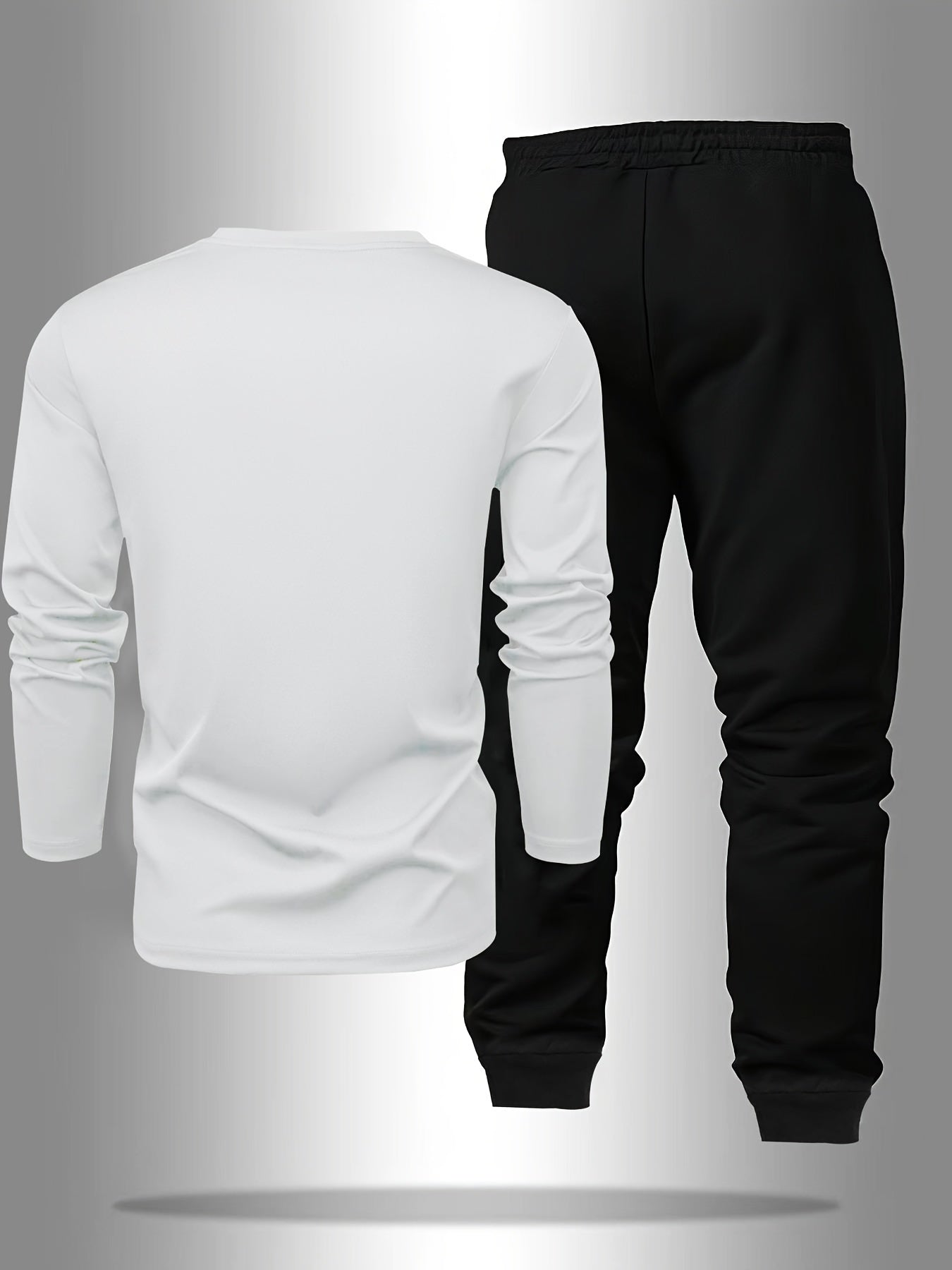 Men’s “STAY HUSTLE HARD” Long Sleeve T-Shirt & Jogger Set – 2-Piece Casual Outfit with Bold Print, Stretch Fabric, and Elastic Waistband for Spring/Fall