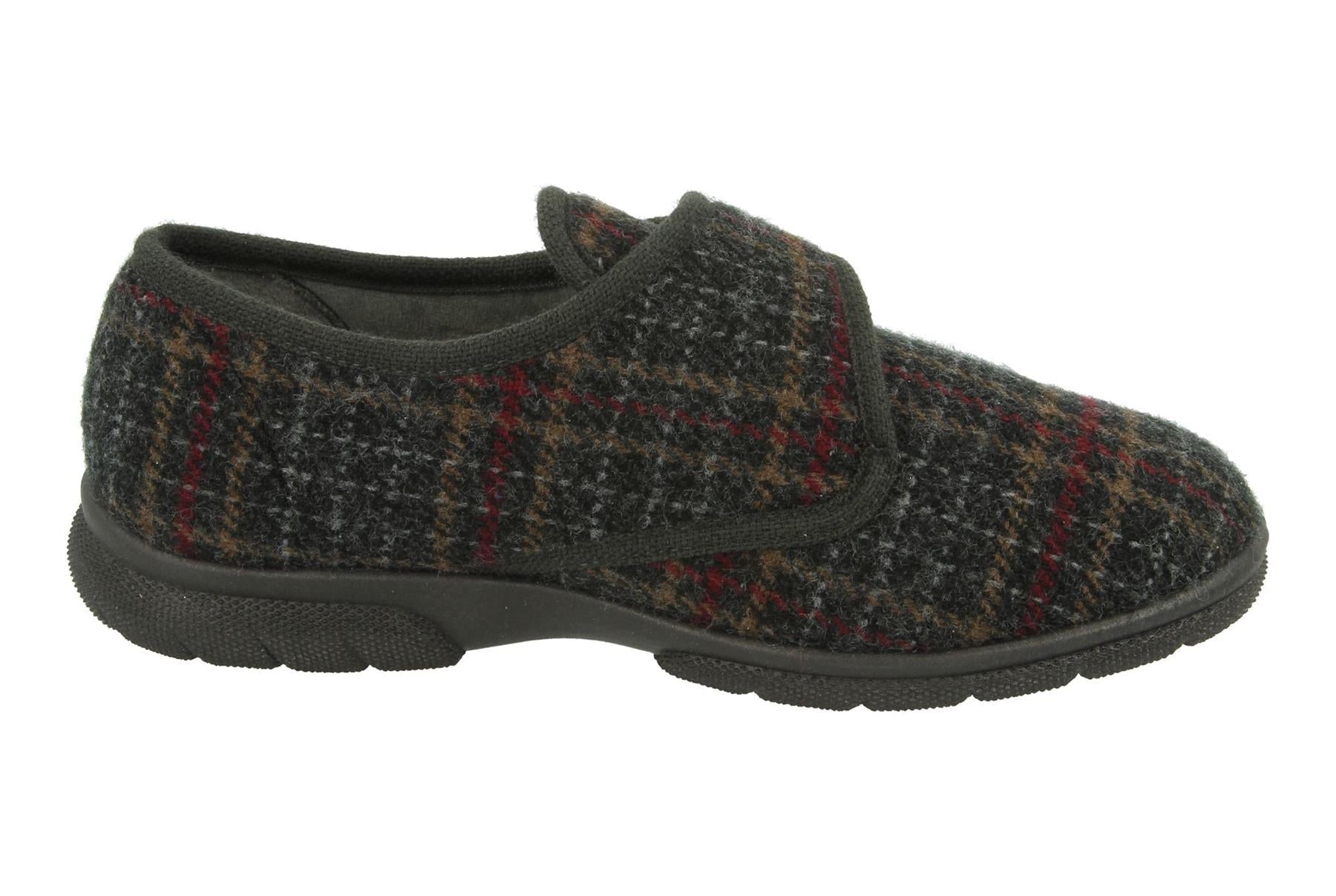 Men'S Slippers / House Shoes (Tartan)6V Wide Fit By Db Shoes in Grey