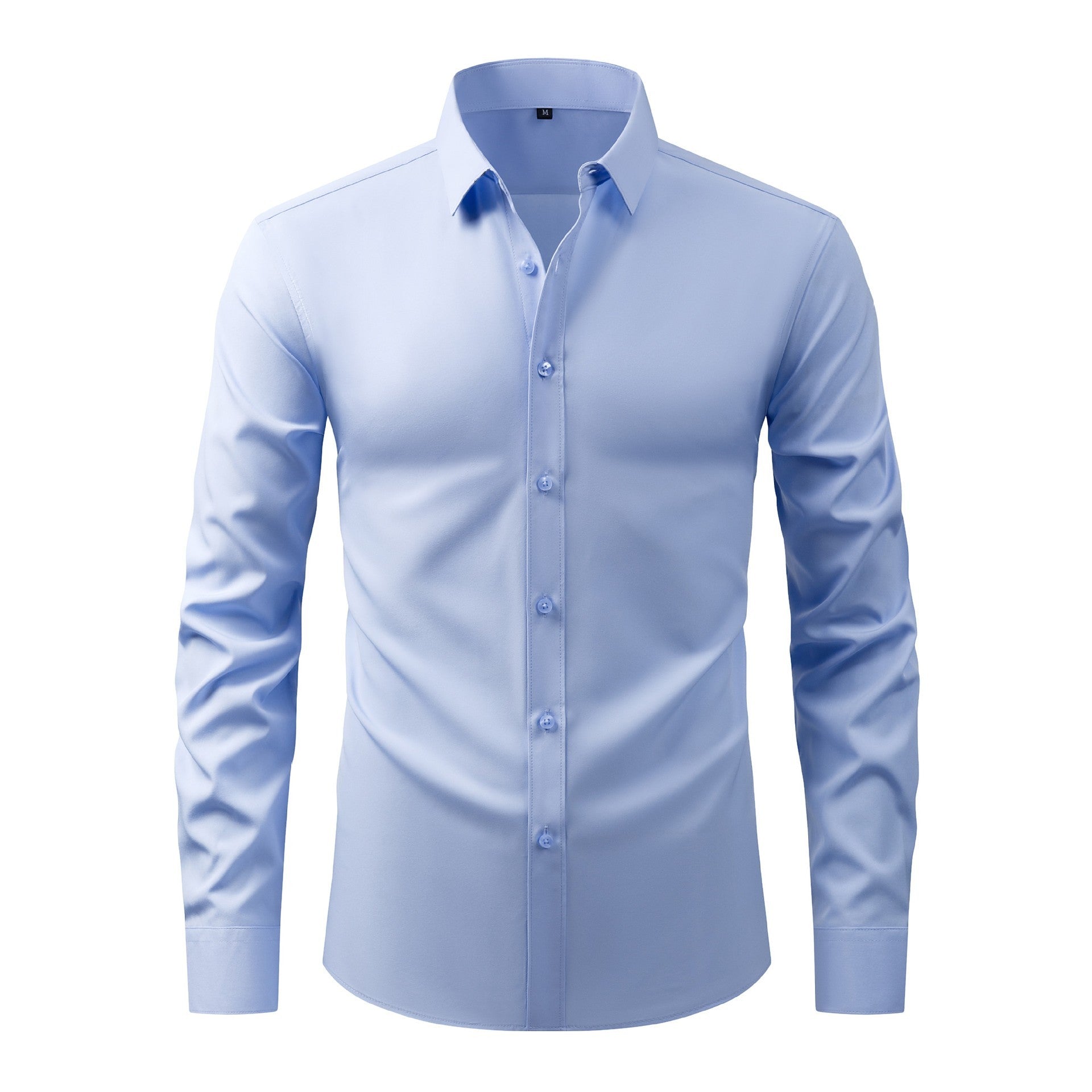 Full Elastic Force Natural Color Button Men's Plus Size Shirt