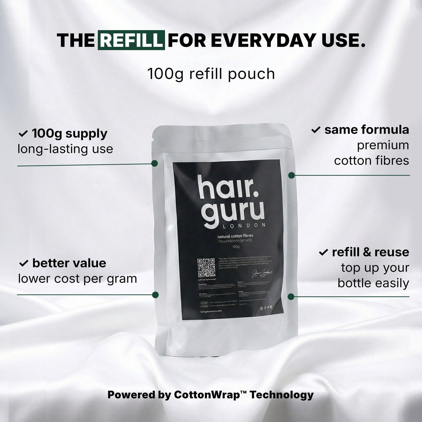 Hair Fibres Refill Pouch | 100g - QHA UK