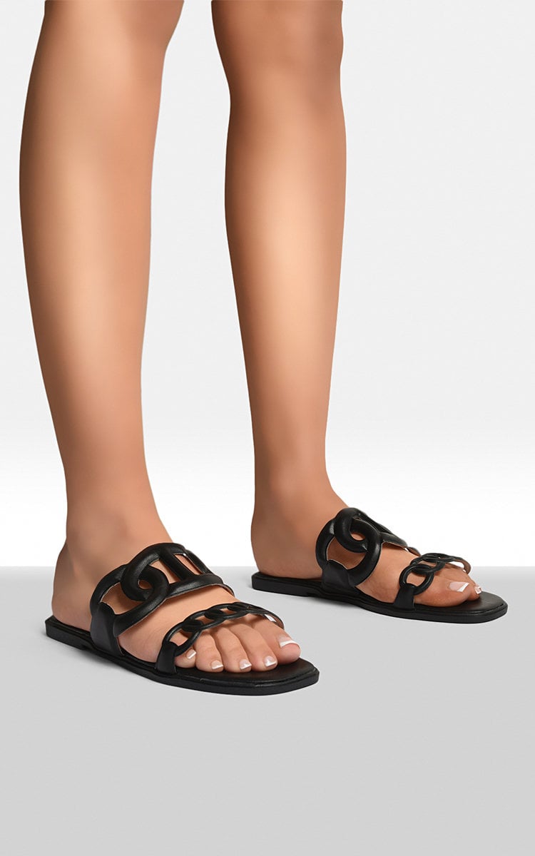 Comfortable Flat Sandals with Double Leather Chain For Women