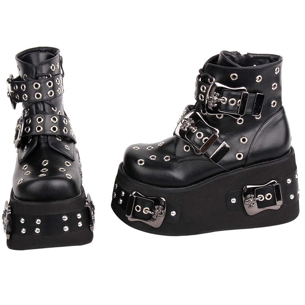 Ladies’ Hollow Punched Thick Sole Punk Style Short Boots