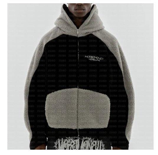 Lambswool Fashion Hoodie – Warm Loose-Fit Street Style Coat