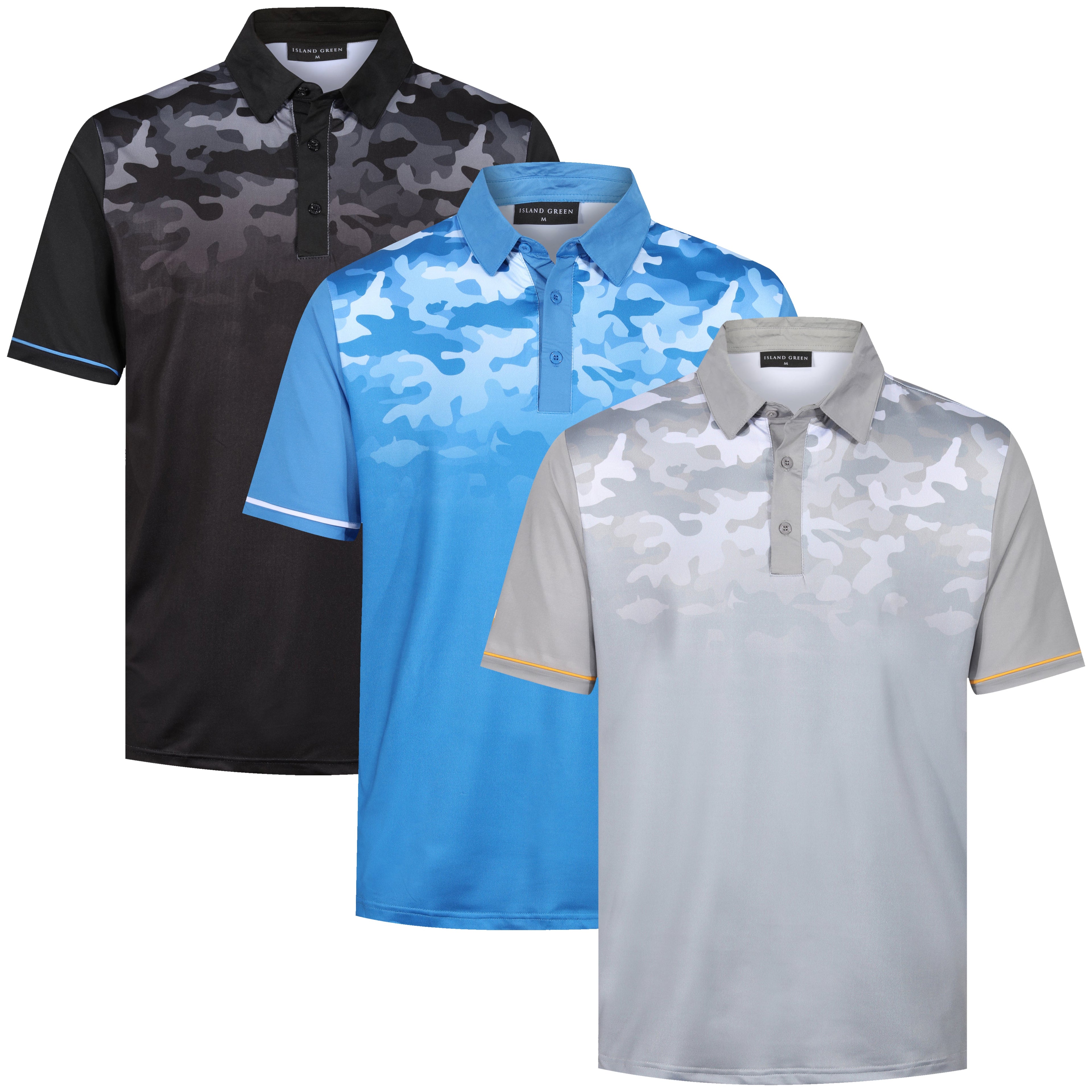 Island Green Camo Print Golf Sport Polo Shirt