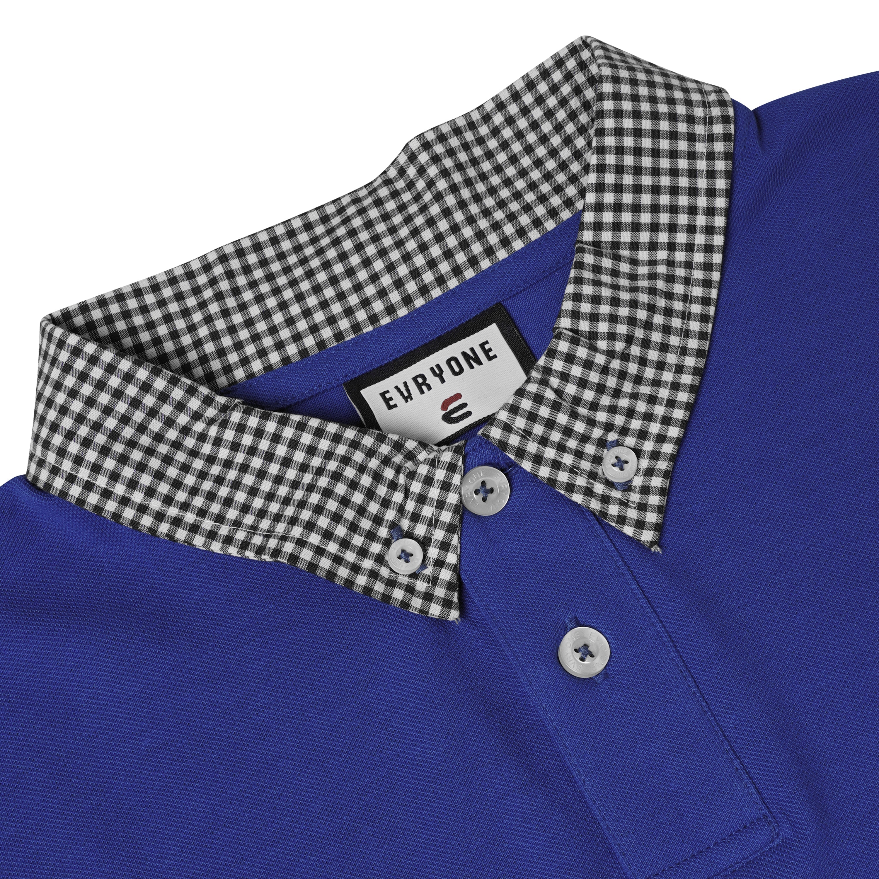 Evryone Check Collar Short Sleeve Polo Shirt
