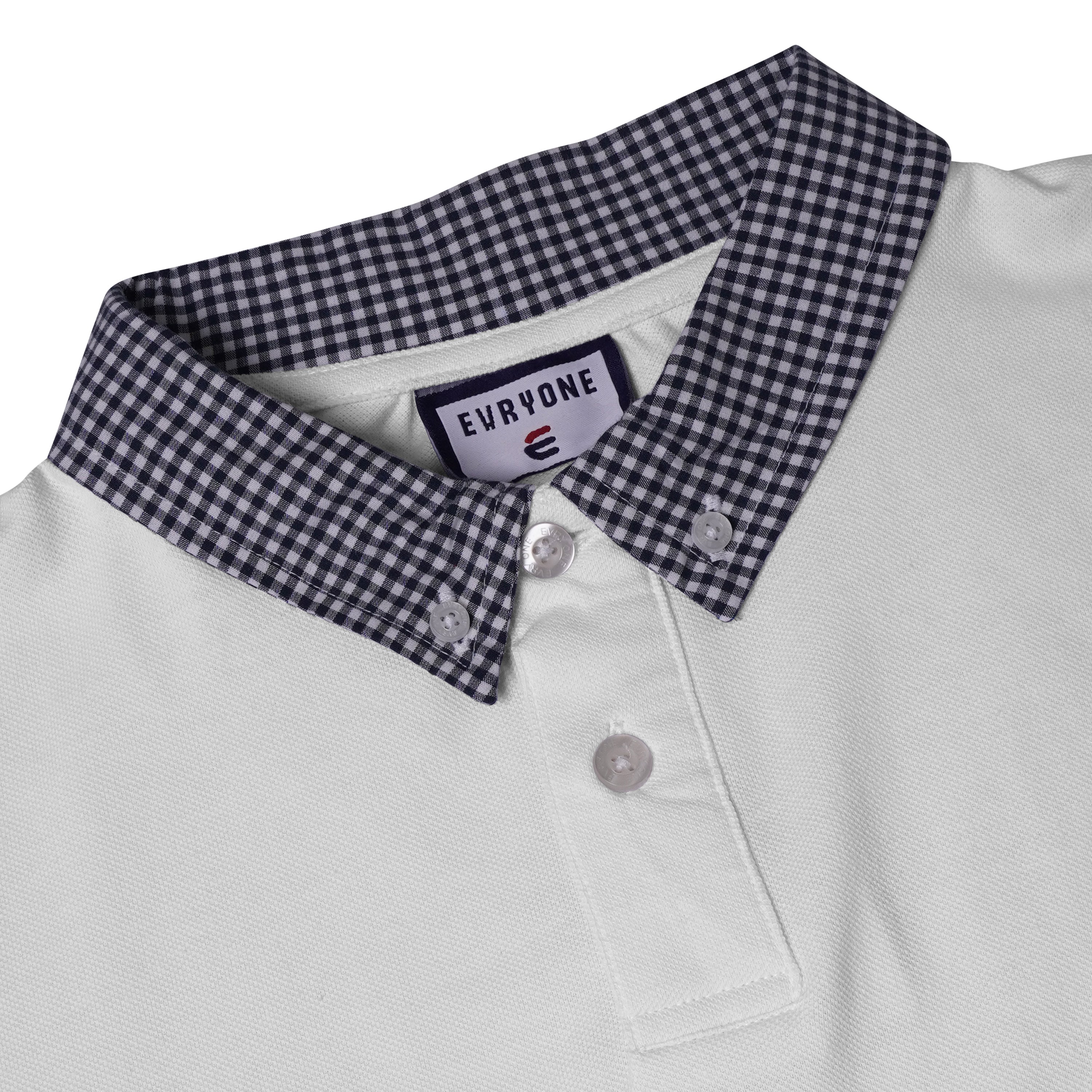 Evryone Check Collar Short Sleeve Polo Shirt