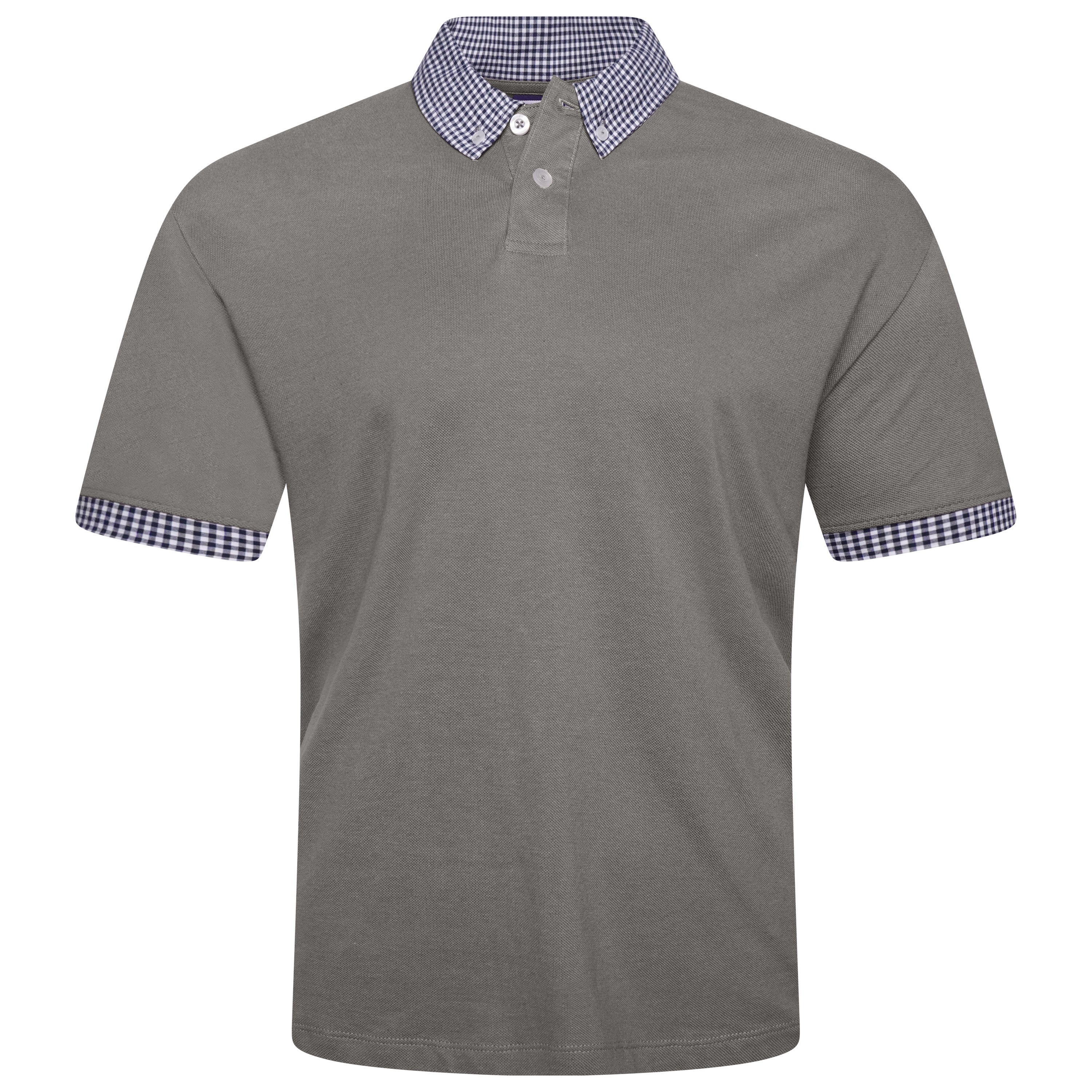 Evryone Check Collar Short Sleeve Polo Shirt